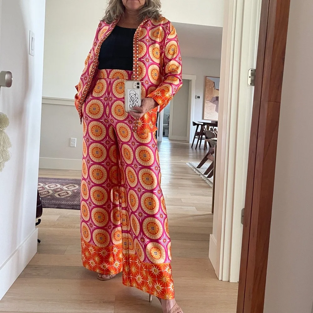 HARLOW 1960 2-piece satin pants set - Picture 2 of 11